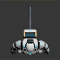 Futuristic Game Movie Character With White Black Teal Mechanical Armor Standing In 3D Rendered Pose