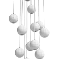 Modern Chandelier With Multiple Transparent Glass Balls And Black Hanging Cords For Interior Decor