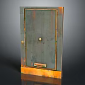 Vintage Metal Door With Rustic Green Orange Patina Brass Handle And Bottom Plate