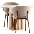 Modern Minimalist Dining Table Set With Round Top And Upholstered Chairs 3d model