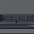 Modern Blue Leather Two Seater Sofa With Tufted Design And Sleek Lines 3d model