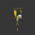 Yellow Wheeled Excavator with Front Bucket and Operator Cab for Construction Work 3d model