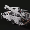 White Crew Cab Utility Truck With Aerial Lift Crane Arm For Work
