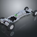 Car Chassis Structure With Hexagonal Battery Modules And Four Wheels 3d model