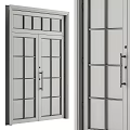 Modern White Double Doors With Glass Panes And Metal Handles Design