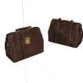 Classic Brown Leather Handbags Featuring Golden Metal Locks And Top Handles