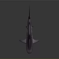 Striped Purple Shark 3D Rendered Full Body View On Gray Background