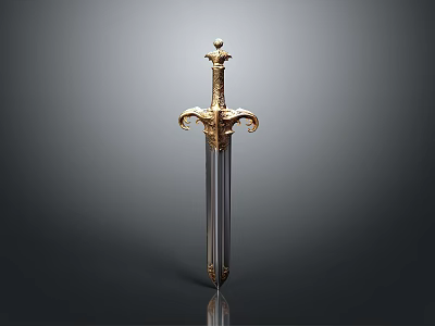 Ornate Historical Sword With Intricate Golden Hilt And Polished Silver Blade 3d model