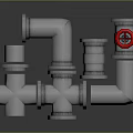 Silver Home Plumbing Fittings With Multiple Elbows Tees And Red Knob