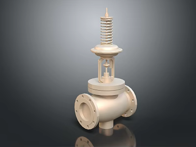 Industrial Valve with Spring Loaded Top and Flange End Connections 3d model