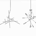 Elegant Modern Chandelier Design With Geometric Metal Arms And Bright Illuminated Lights