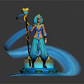 Game Movie Character In Blue Robe Turban Holding Star Staff With Blue Ribbons