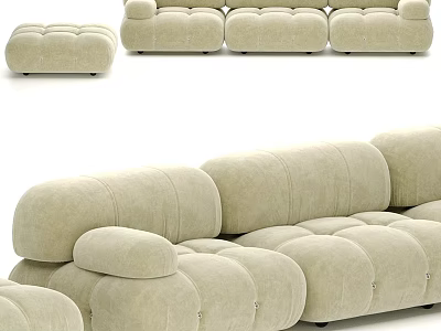 Soft Beige Modular Sofa With Modern Upholstered Design And Plush Cushions 3d model