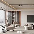 Modern Living Room Interior Design With Large TV Sofa Coffee Table And Decorative Lights