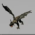 Fantasy Character And Mythical Dragon Creature With Detailed Wings Horns And Red Eyes