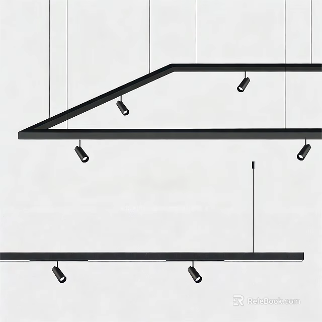 Modern Ceiling Design With Recessed Downlights And Spotlights For Interior Spaces 3d model 