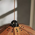 Modern Wooden Pendant Lights With Umbrella Shaped Design And Warm Light Accents