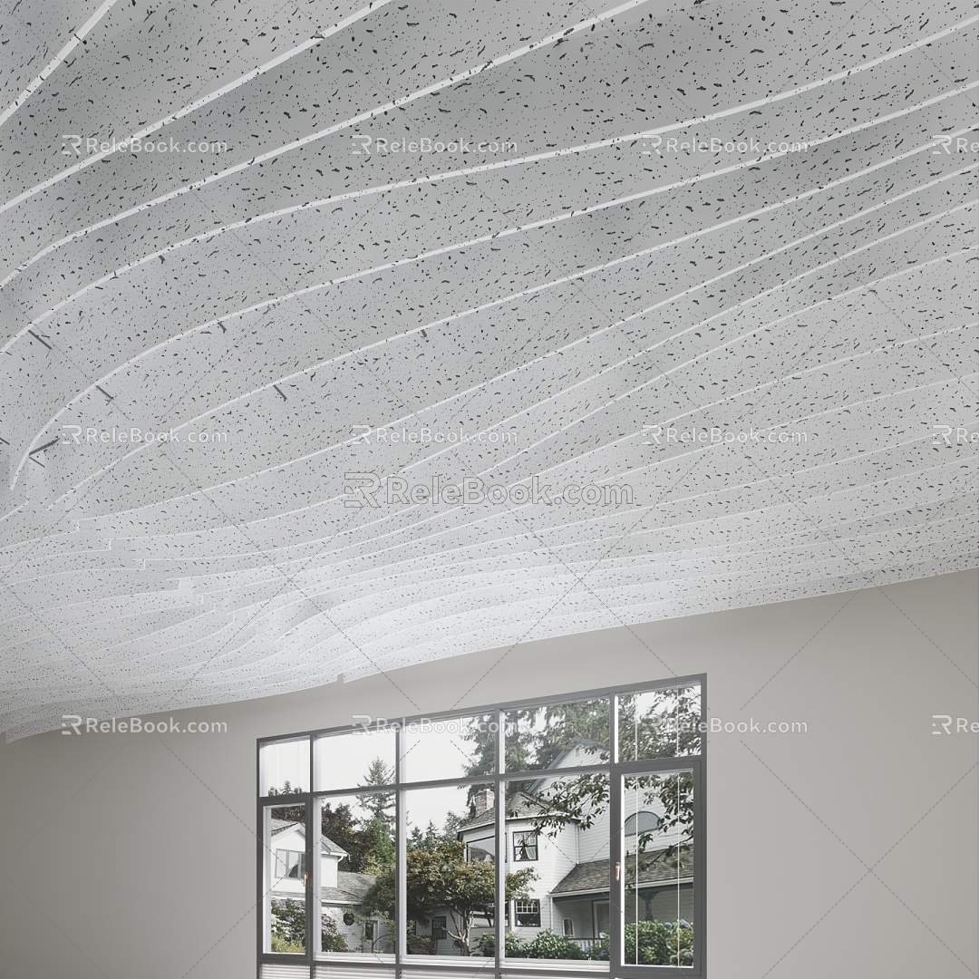 Modern ceiling curved wave board 3d model