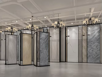 Modern exhibition hall large brick display area 3d model