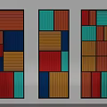 Contemporary Room Dividers Featuring Geometric Striped And Block Patterns With Black Frames