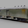 Rusty Green Old Train Carriage With Multiple Vents Doors And Wheels 3d model