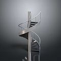 Sleek Modern Spiral Staircase Featuring Metal Structure And Curved Handrail