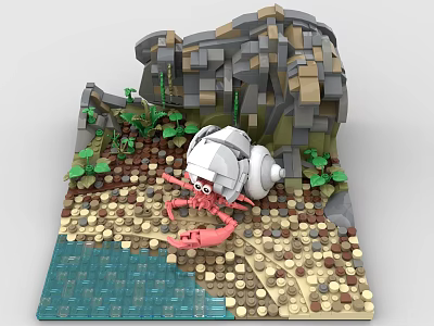 LEGO toy blocks beach hermit crab 3d model