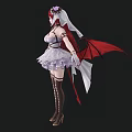 Red Haired Female Character In White Lace Dress With Floral Headpiece And Butterfly