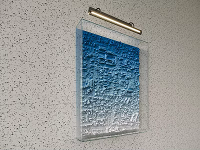Transparent Acrylic Wall Decor With Blue Embossed Pattern And Metal Hook 3d model