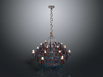 Elegant Candle Shaped Chandelier With Metal Frame And Hanging Chain Design 3d model