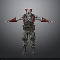 Clown Character With Red White Makeup Tactical Vest Camouflage Pants Arm Decorations