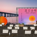 Sunset Splendor Outdoor Dining Space With Tables Chairs Bridge And Water View