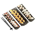 Delicious Assorted Sushi Platter on Wooden Trays with Chopsticks and Fresh Toppings