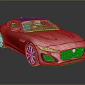 Red Jaguar Convertible Sports Car With Sleek Body And Black Roof