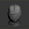 Medieval Knight Helmet With Silver Metal Surface And Intricate Visor Design