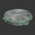 Round Silver Metal Household Item With Decorative Rim And Handles