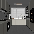 Modern Cream Style Kitchen Kitchenware Stove Refrigerator Kitchen Supplies Cabinet Appliances 3d model