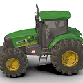 Green John Deere Tractor With Large Tires And Yellow Rims Cab Design Features