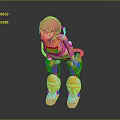 Game and Movie Character with Pink Hair Orange Yellow Armor Mechanical Design Standing Pose