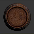 Traditional Wooden Barrel With Metal Hoops And Textured Surface For Home Decor Use