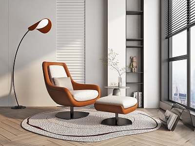 Leisure Chair Sofa Chair Side Floor Lamp 3d model