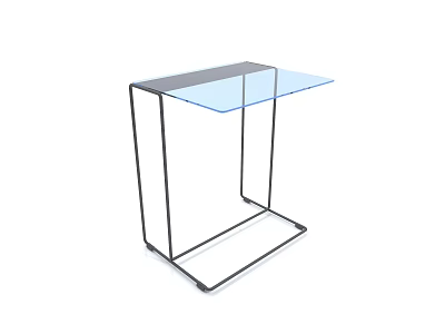 Minimalist Modern Desk With Glass Top And Black Metal Frame Structure 3d model