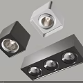 Modern Black and White Square Downlights and Spotlights with Single and Multiple Heads 3d model