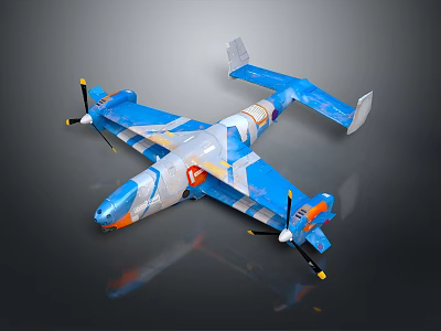Futuristic Aerospace Vehicle With Blue White Orange Colors And Propeller Design For Space Exploration 3d model