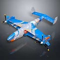 Futuristic Aerospace Vehicle With Blue White Orange Colors And Propeller Design For Space Exploration