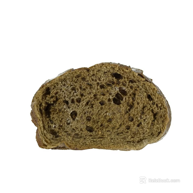 Crusty Brown Whole Grain Bread Slice With Air Holes And Artisan Texture 3d model 