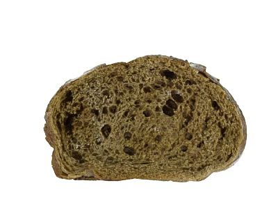 Crusty Brown Whole Grain Bread Slice With Air Holes And Artisan Texture 3d model