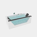 Modern White Freestanding Bathtub With Black Cushions Massage Jets And Flowing Water
