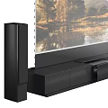 Modern TV Stand with Projection Screen Scenic Landscape and Speakers