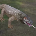 Reptile Monitor Lizard With Tongue Out And Spotted Skin